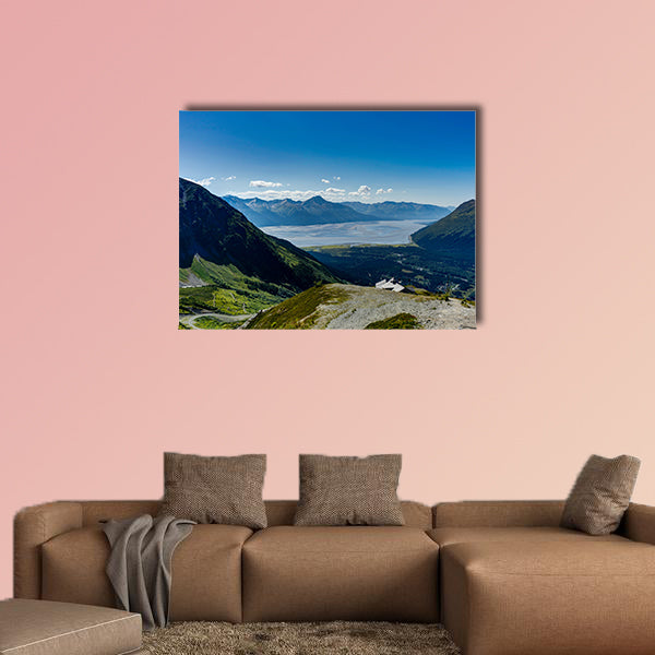 View towards and from Mount Alyeska overlooking Turnagain arm in multi panel canvas wall art
