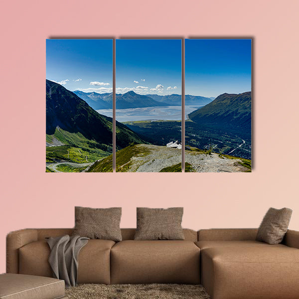 View towards and from Mount Alyeska overlooking Turnagain arm in multi panel canvas wall art