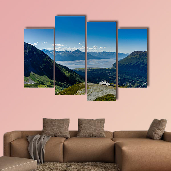 View towards and from Mount Alyeska overlooking Turnagain arm in multi panel canvas wall art