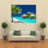 tropical island with palm trees and amazing vibrant beach multi panel canvas wall art