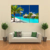 tropical island with palm trees and amazing vibrant beach multi panel canvas wall art