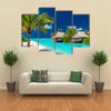 tropical island with palm trees and amazing vibrant beach multi panel canvas wall art