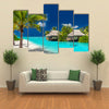 tropical island with palm trees and amazing vibrant beach multi panel canvas wall art