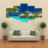 tropical island with palm trees and amazing vibrant beach multi panel canvas wall art