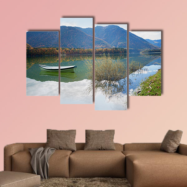  Idyllic bathing beach Lake Sylvenstein upper Bavaria multi panel canvas wall art