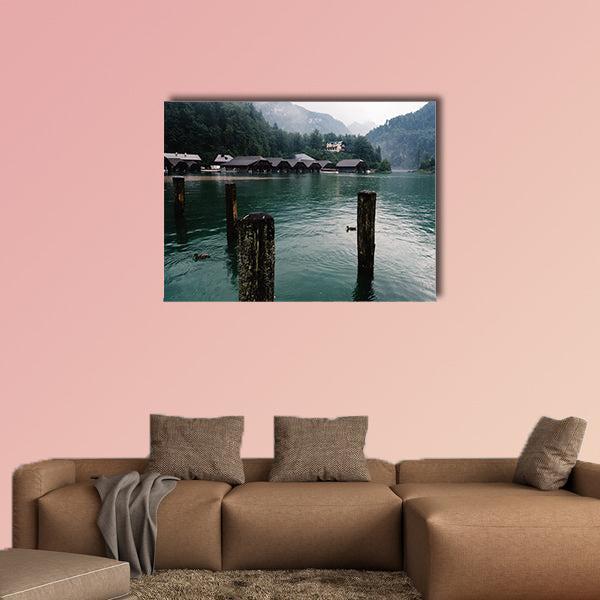 Pier in Konigssee Lake a summer day multi panel canvas wall art
