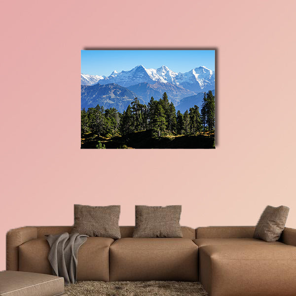 View to Eiger, Jungfrau and Moench near Interlaken in Switzerland Multi panel canvas wall art