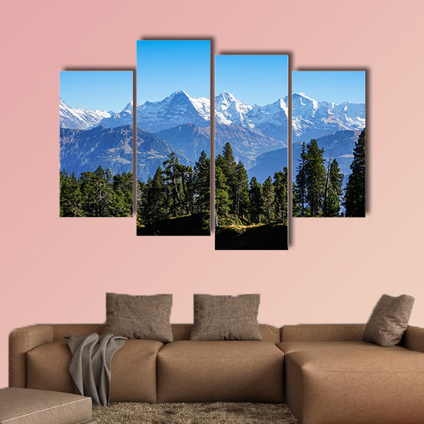 View to Eiger, Jungfrau and Moench near Interlaken in Switzerland Multi panel canvas wall art