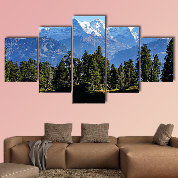 View to Eiger, Jungfrau and Moench near Interlaken in Switzerland Multi panel canvas wall art