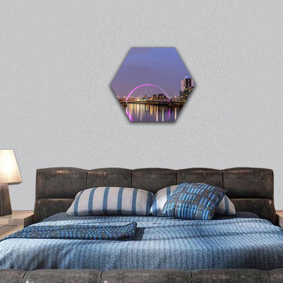 Clyde Arc Bridge at Glasgow City in Scotland hexagonal canvas wall art