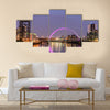 Night lights and the Clyde Arc Bridge at Glasgow City in Scotland over river. Multi Panel Canvas Wall Art