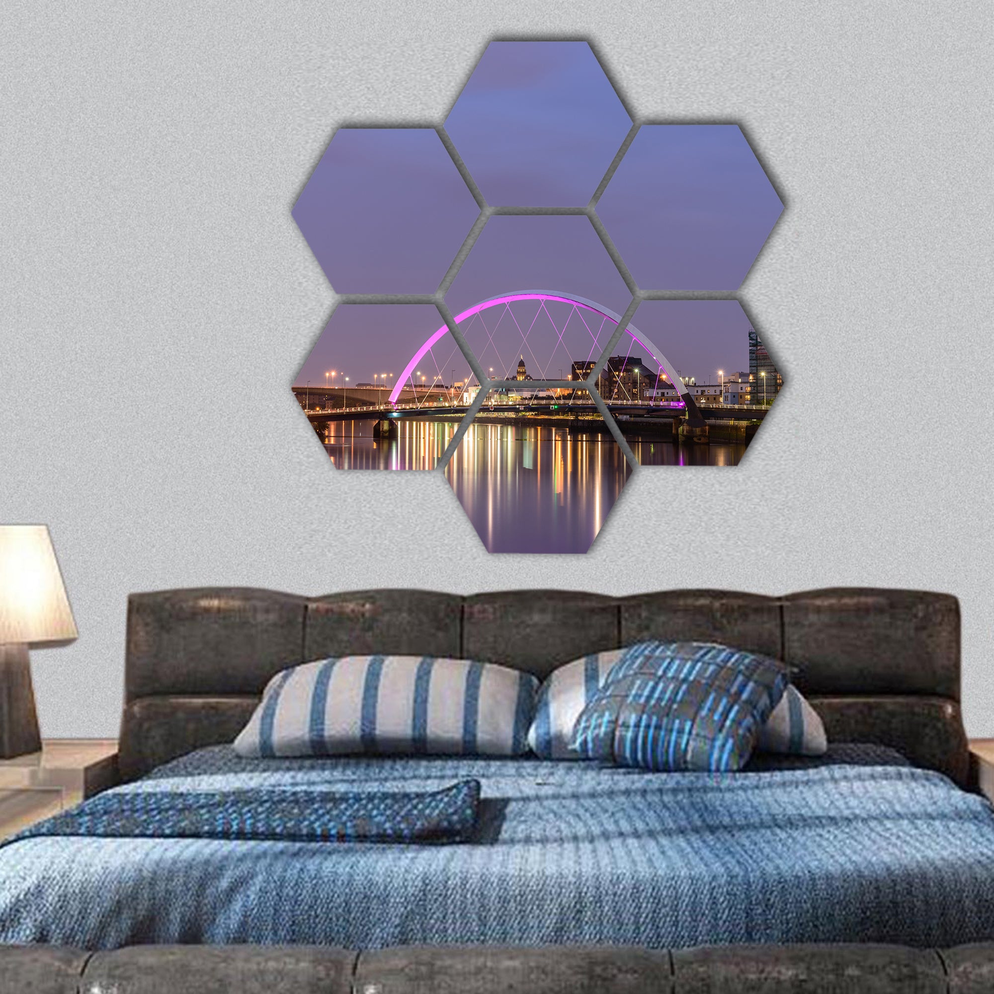 Clyde Arc Bridge at Glasgow City in Scotland hexagonal canvas wall art