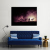 Military silhouettes of soldiers dark foggy sky Multi panel canvas wall art