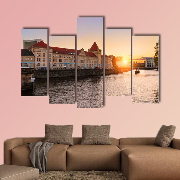 Ancient architecture of Berlin during dramatic sunset multi panel canvas wall art