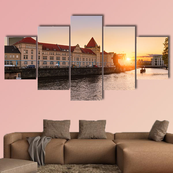 Ancient architecture of Berlin during dramatic sunset multi panel canvas wall art