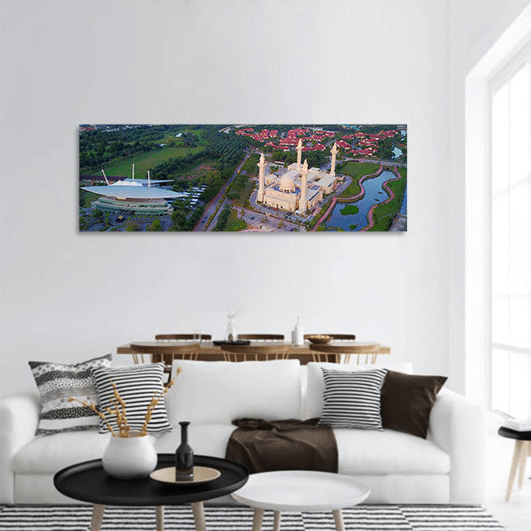 Aerial view of Majestic mosque at Shah Alam Panoramic canvas Wall Art
