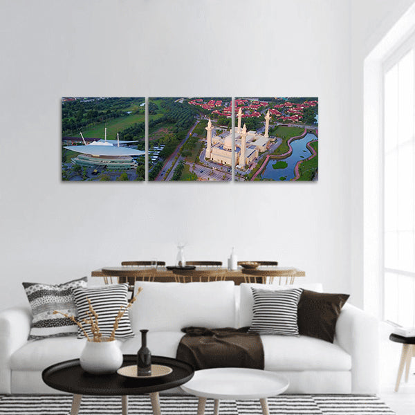 Aerial view of Majestic mosque at Shah Alam Panoramic canvas Wall Art