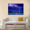 Lightning above the lake Multi Panel Canvas Wall Art