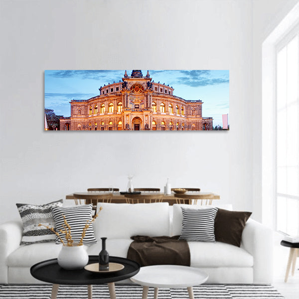 Semperoper opera building in Dresden Panoramic canvas Wall Art