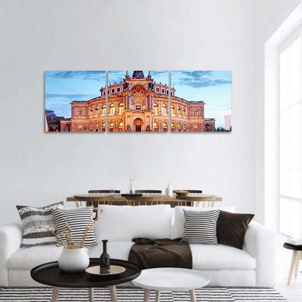 Semperoper opera building in Dresden Panoramic canvas Wall Art