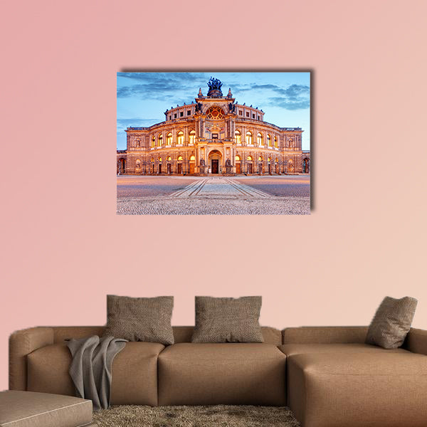 Semperoper opera building at night in Dresden multi panel canvas wall art