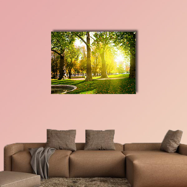 Low setting sun in Green Park casting long shadows Multi panel canvas wall art