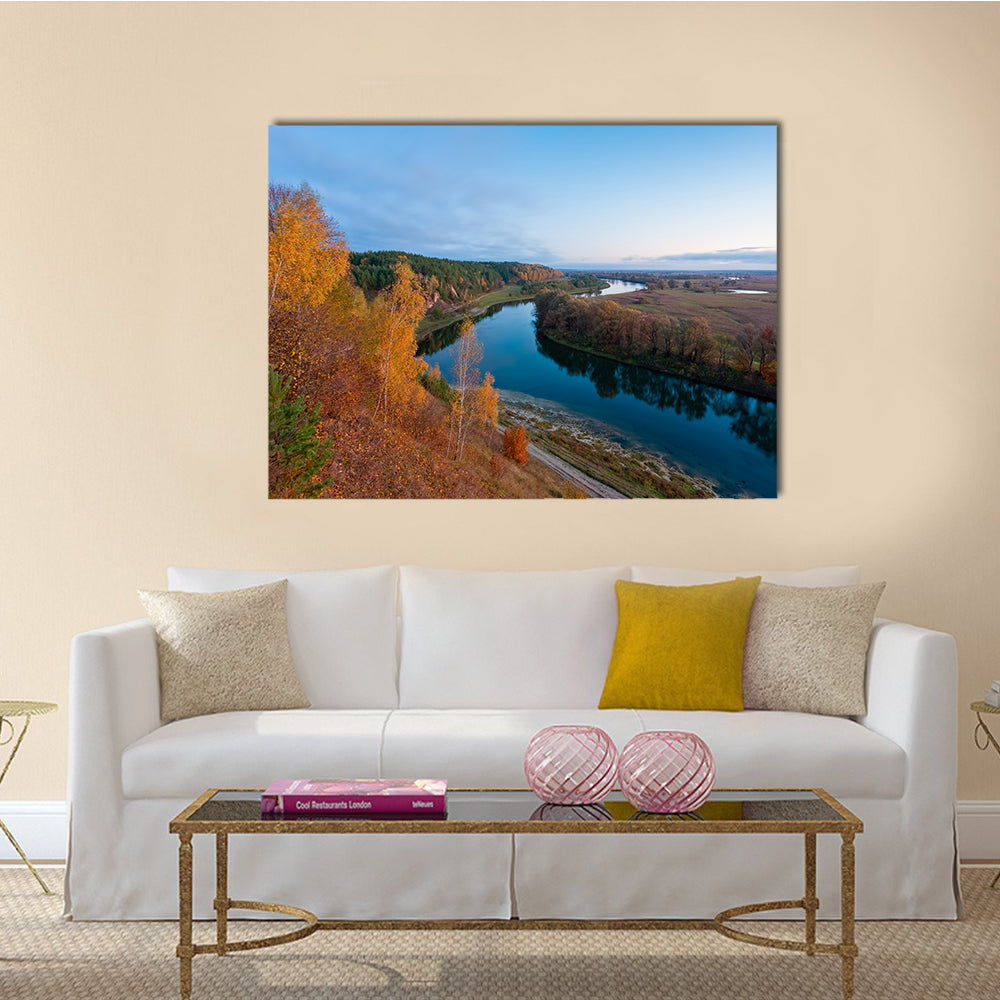 A most beautiful view of Dawn over the River multi panel canvas wall art