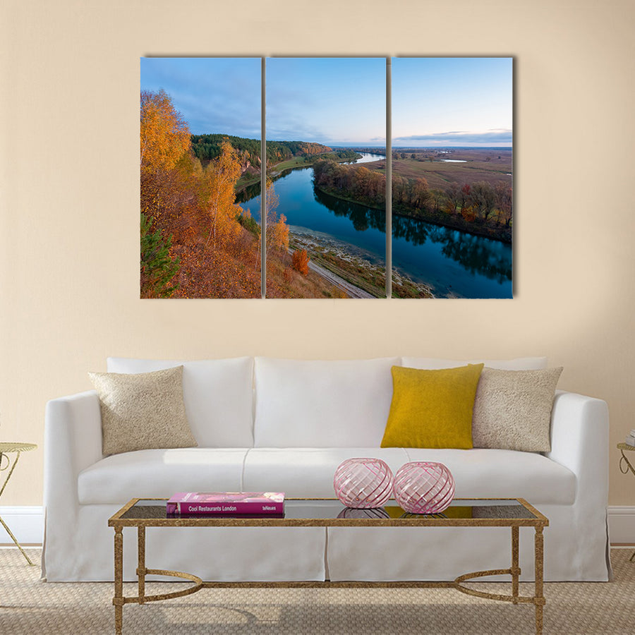 A most beautiful view of Dawn over the River multi panel canvas wall art