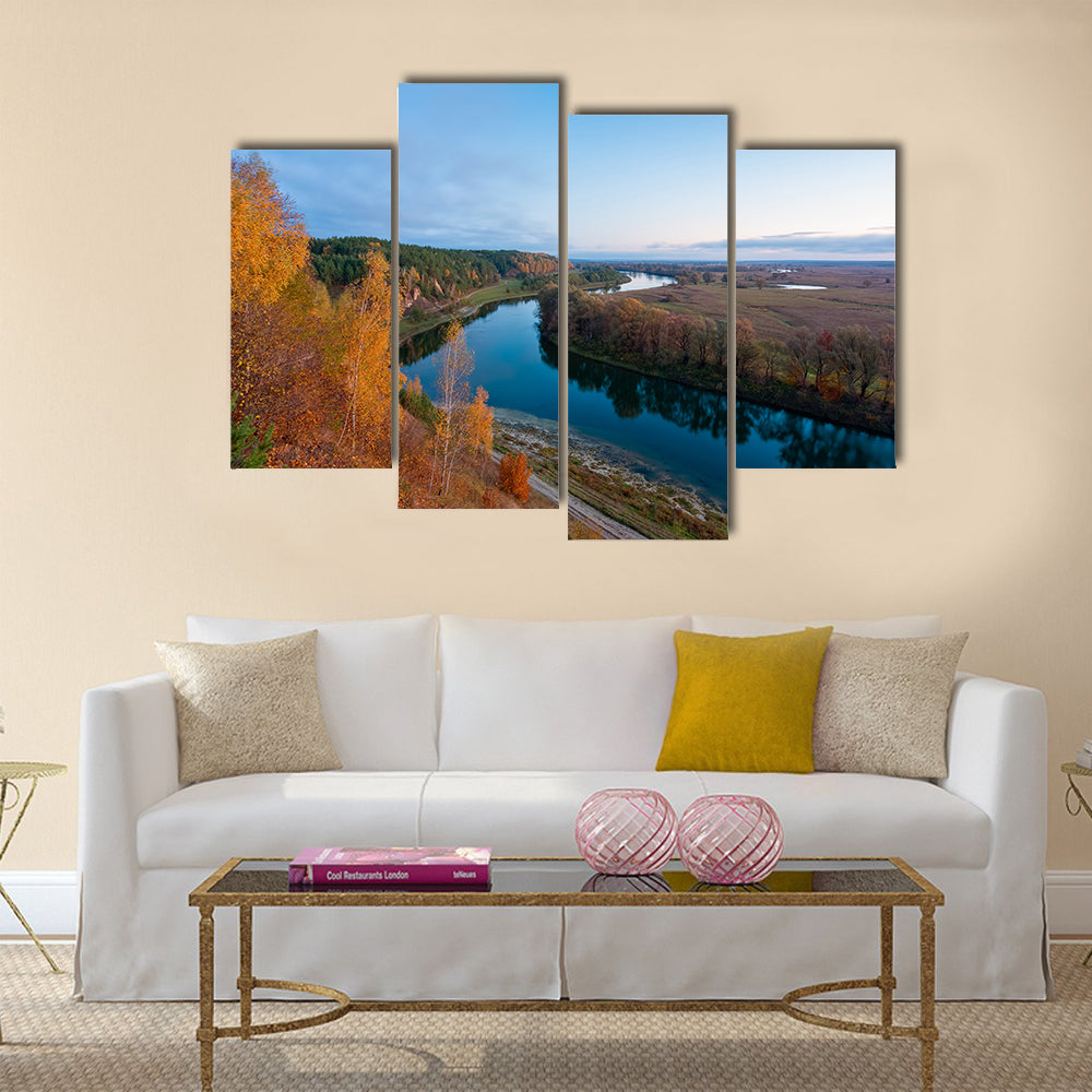 A most beautiful view of Dawn over the River multi panel canvas wall art