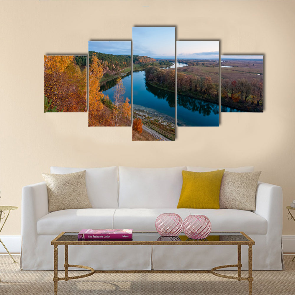 A most beautiful view of Dawn over the River multi panel canvas wall art