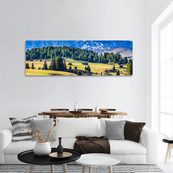 The natural landscape of the Alps di Siusi Panoramic canvas Wall Art