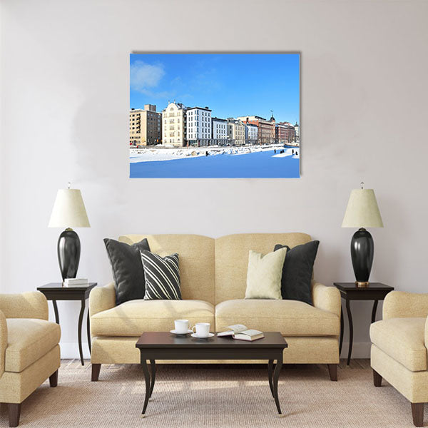 Helsinki, Finland. North Quay in a sunny winter day Multi panel canvas wall art