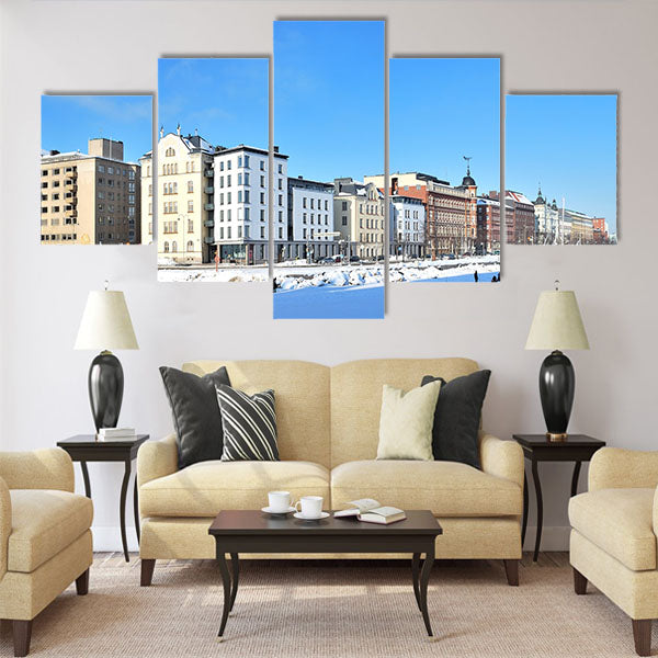 Helsinki, Finland. North Quay in a sunny winter day Multi panel canvas wall art