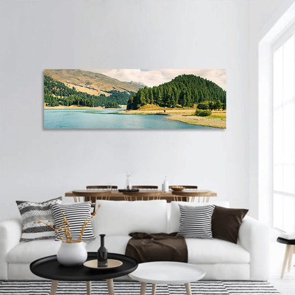 Sils lake in Swiss Alps, Sondrio province Europe Panoramic canvas Wall Art