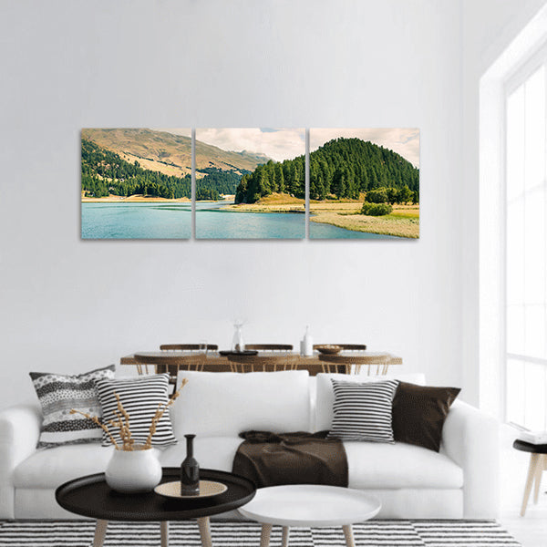 Sils lake in Swiss Alps, Sondrio province Europe Panoramic canvas Wall Art