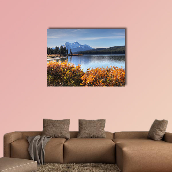 View of Maligne Lake in the Rocky Mountains Multi panel canvas wall art
