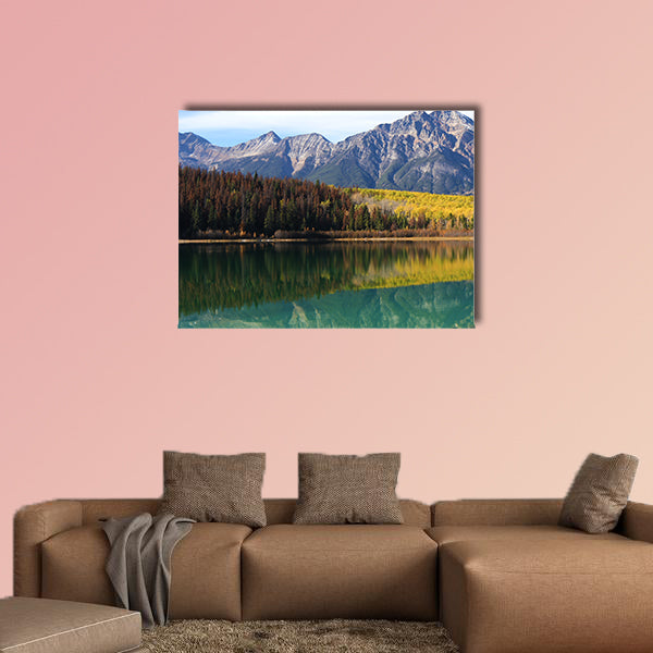 Autumn aspens reflected in the Rocky Mountains, Canada Multi panel canvas wall art