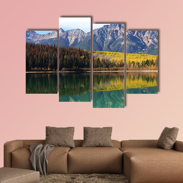Autumn aspens reflected in the Rocky Mountains, Canada Multi panel canvas wall art