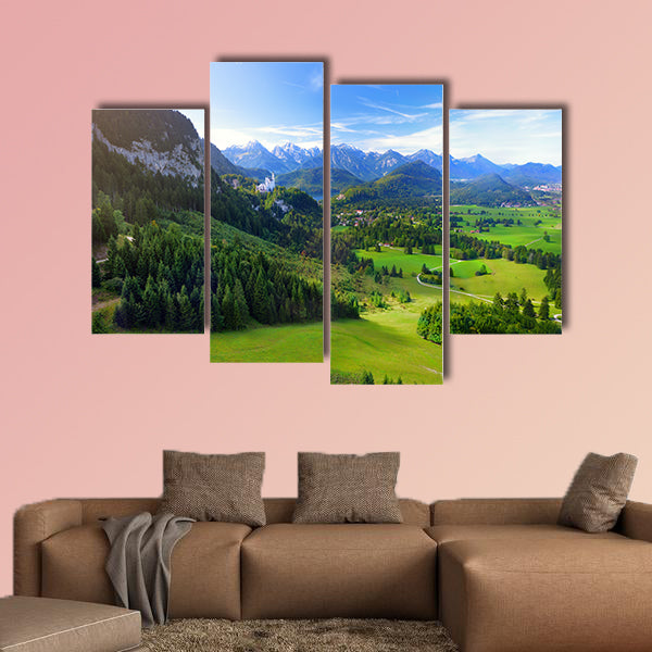 Famous Neuschwanstein Castle visible in the distance, multi panel canvas wall art