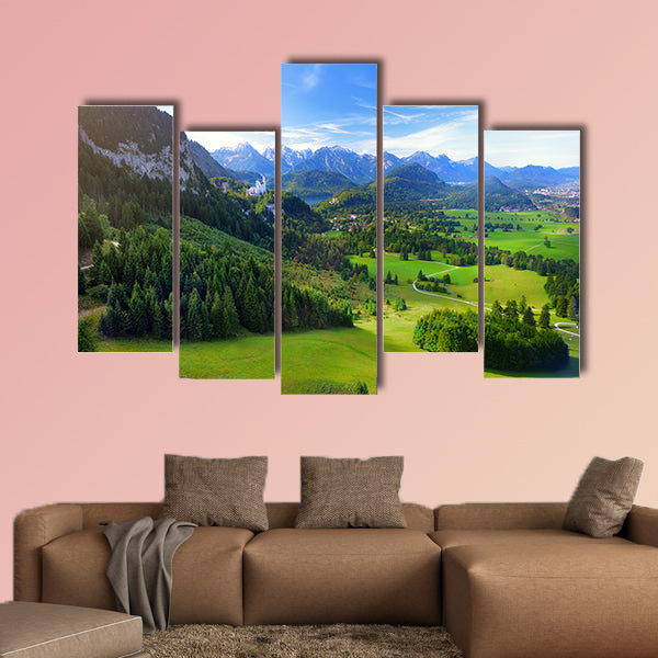Famous Neuschwanstein Castle visible in the distance, multi panel canvas wall art