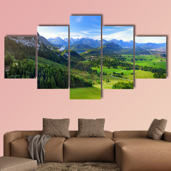 Famous Neuschwanstein Castle visible in the distance, multi panel canvas wall art