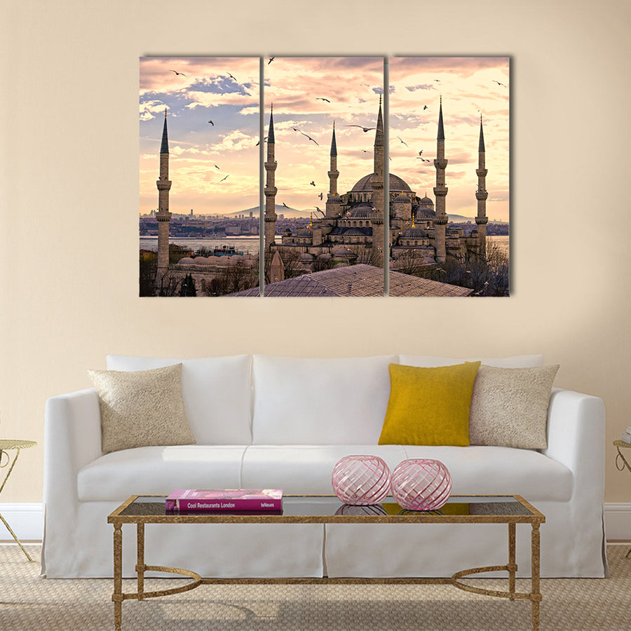 The Blue Mosque, (Sultanahmet Camii), Istanbul, Turkey Multi panel canvas wall art