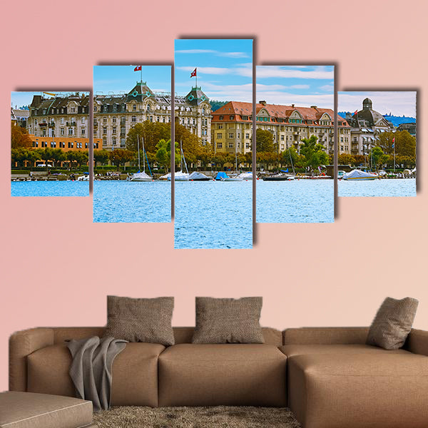 Panoramic View of Historic Center of Zurich, Switzerland canvas wall art