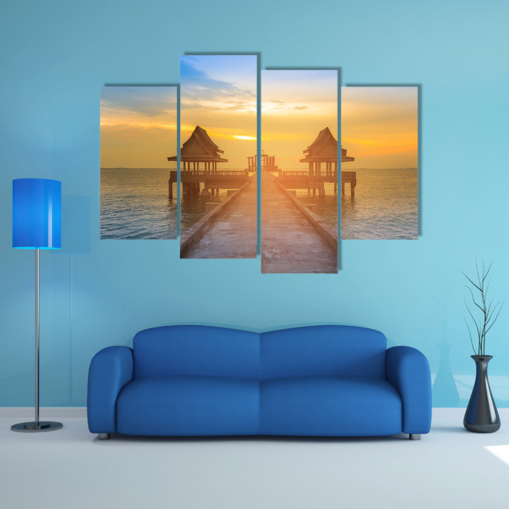 The Beauty Of A Sunset Seacoast Coastline With Natural Landscape Multi Panel Canvas Wall Art