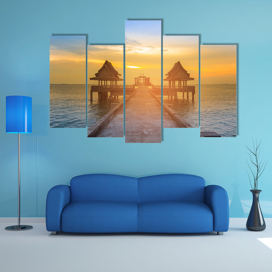 The Beauty Of A Sunset Seacoast Coastline With Natural Landscape Multi Panel Canvas Wall Art