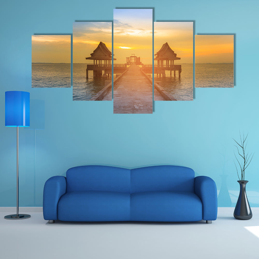 The Beauty Of A Sunset Seacoast Coastline With Natural Landscape Multi Panel Canvas Wall Art
