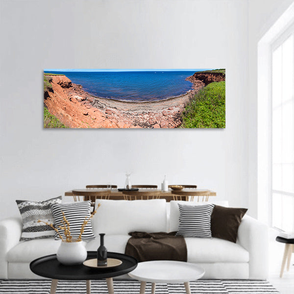 Red Rocks and cliffs on Cavendish Beach, Edward Island Panoramic canvas Wall Art