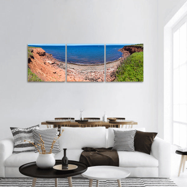 Red Rocks and cliffs on Cavendish Beach, Edward Island Panoramic canvas Wall Art