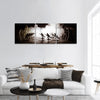 War concept. Silhouettes of soldiers on chessboard panoramic canvas wall art