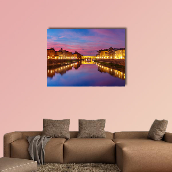 Panoramic view of River Arno in Florence, Tuscany, Italy multi panel canvas wall art